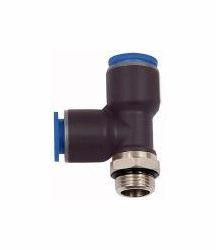 Riegler T-Steckverschraubung, Steckanschlüsse in L-Form, drehbar, Außengewinde zylindrisch mit O-Ring (NBR), 109531