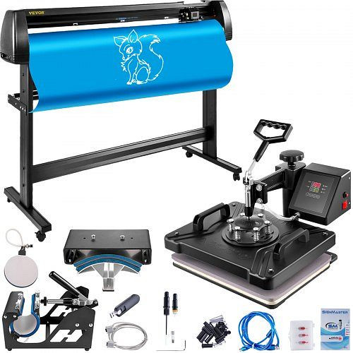VEVOR 38 x 30 cm Heißpressmaschine 5 in 1 Transferpresse und 1350 mm Vinyl Schneideplotter Desktop Maschine, FM1151+KZJ-135001V2