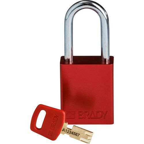 Brady Vorhängeschloss SafeKey, Aluminium, lichte Bügelhöhe 38,10 mm, rot, 312030