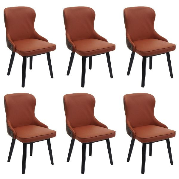 Mendler 6er-Set Esszimmerstuhl HWC-M60, Polsterstuhl Küchenstuhl Lehnstuhl Stuhl, Stoff/Textil Massiv-Holz, terrakotta-braun, 3x104715