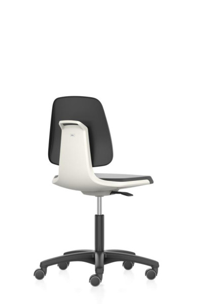 bimos Arbeitsstuhl Labsit mit Rollen, Sitzhöhe 450-650 mm, Supertec, Sitzschale weiß, 9123-SP01-3403