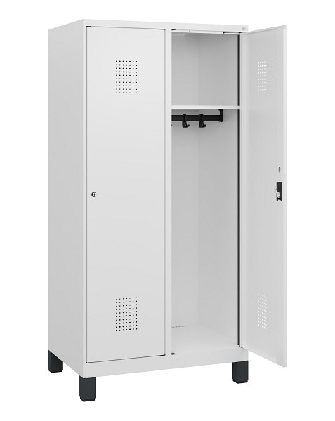 C+P Spind Evolo PLUS, Füße, 2 Abteile, 1630x800x500mm, 9016/9016, Zylinderschloss, 0490105-22 S10047