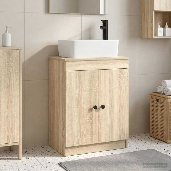 vidaXL Badezimmerschrank mit Waschbecken Sonoma-Eiche 54 x 35 x 83 cm, 890132