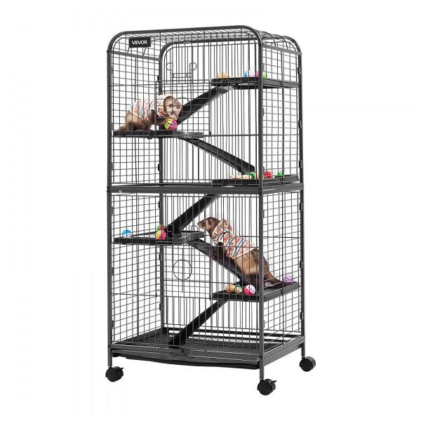 VEVOR Frettchen-/Kleintierkäfig 635 x 435 x 1330 mm, 6-stöckig, 25,4 mm Drahtabstand, feststellbare Rollen, JSXDL251752I6Z893002V0