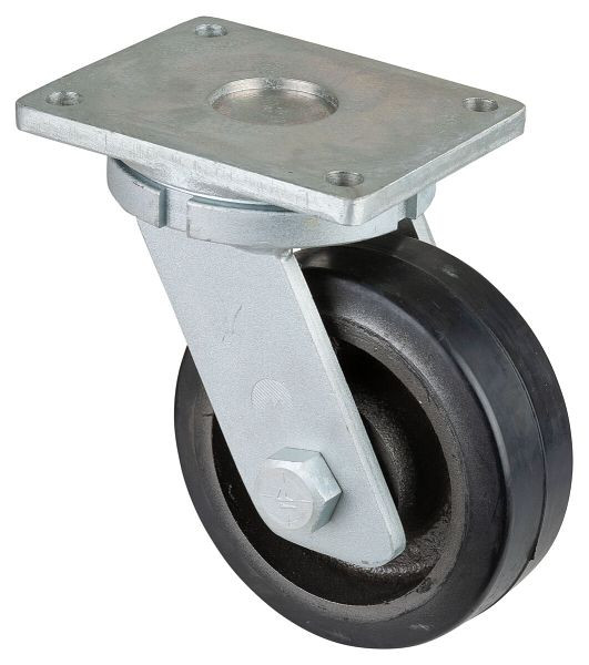 BS Rollen Schwerlastrolle, Rad-Breite 75 mm, Rad-Ø 200 mm, Tragfähigkeit 550 kg, Elastik-Reifen schwarz, Radkörper Guss, Kugellager, RR100.B81.202