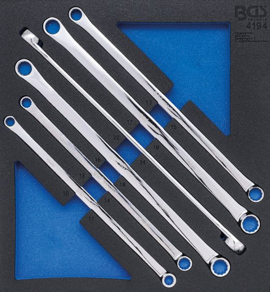 BGS Werkstattwageneinlage 2/3: Doppel-Ringschlüssel-Satz, extra lang, SW 10 x 11 - 22 x 24 mm, 6-teilig, 4194