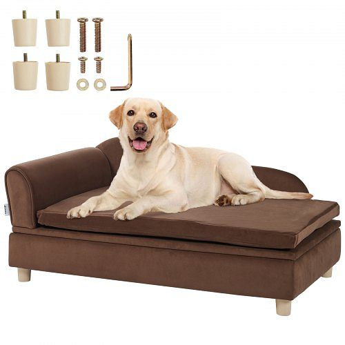 VEVOR Haustiersofa, für große Hunde und Katzen, weiches, samtiges Hundesofabett, 50 kg belastbar, Hundebett Haustierbett Dunkelbraun, BYCWSFBYZFXDSFU0YV0