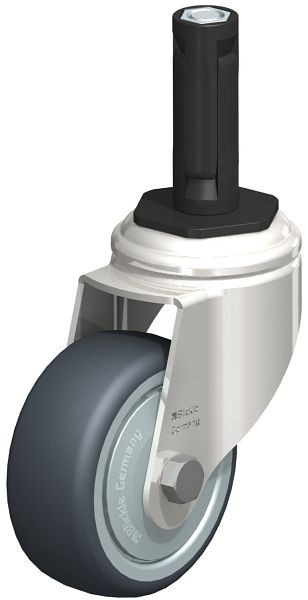 Blickle LKRXA-TPA 80KD-11-FK-EXR12 Edelstahl-Apparate-Lenkrolle mit Expander, Thermoplastisches Gummi-Elastomer, Grau, 853139