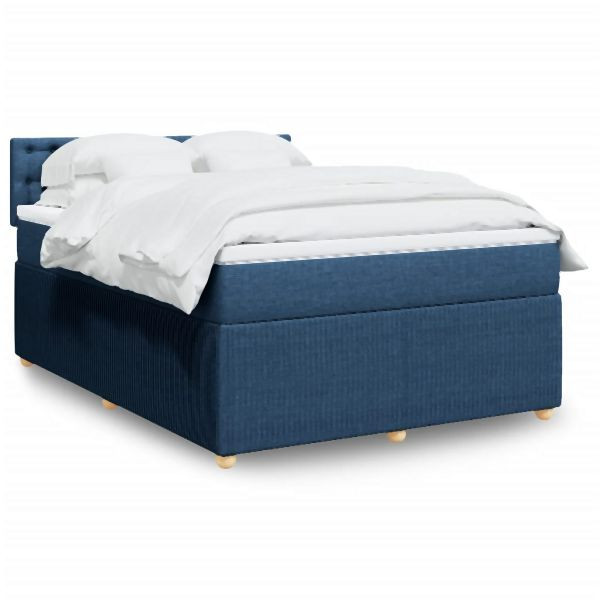 vidaXL Boxspringbett mit Matratze Blau 140x200 cm Stoff, 3289799
