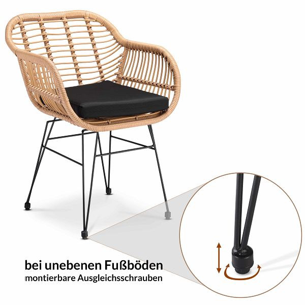 casaria Polyrattan Korbsessel Bali 2er-Set Natur, 108738