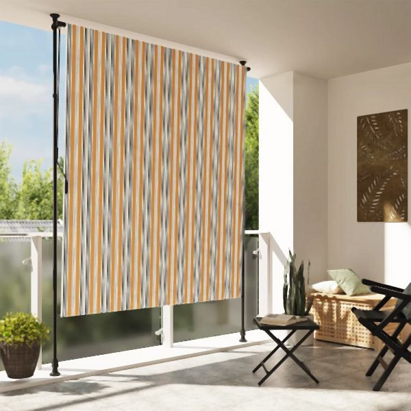 vidaXL Außenrollo Gelb und Weiß 150x270 cm Stoff und Stahl, 368774