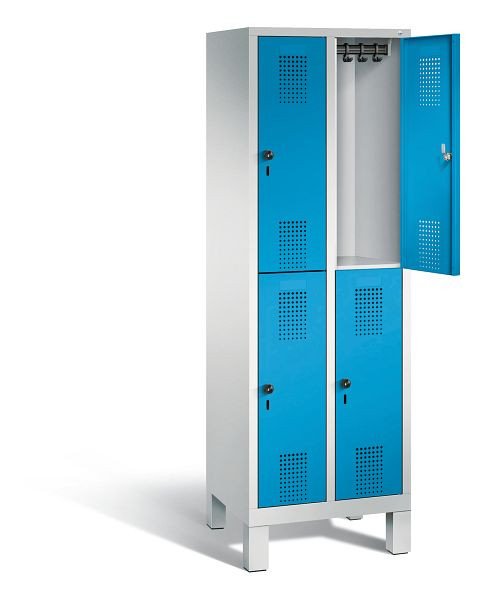 C+P Spind doppelstöckig Evolo, H1850xB610xT500mm, Farbe: Lichtgrau / Lichtblau, 48310-20 S10137