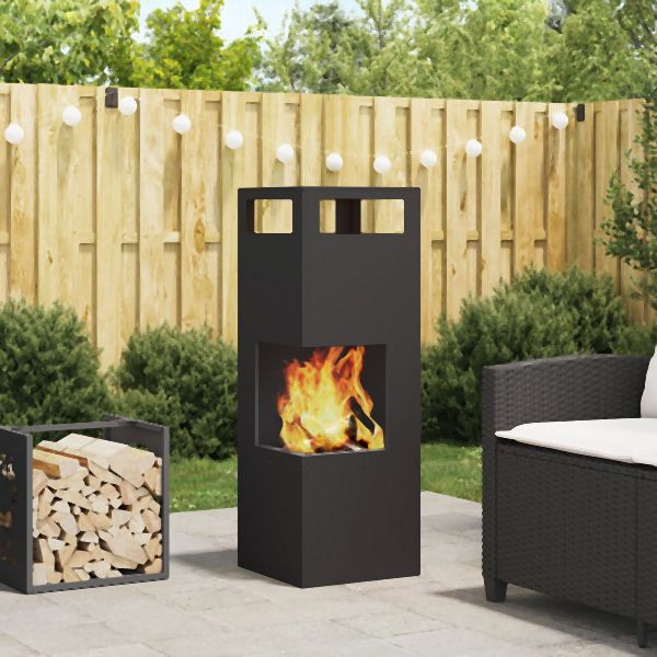 vidaXL Feuerstelle Quadrat Schwarz 35x35x100 cm Stahl, 858930