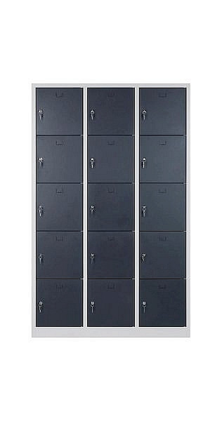 Mades Schließfachschrank grau/anthrazit 15-türig, SDZ1077631gra