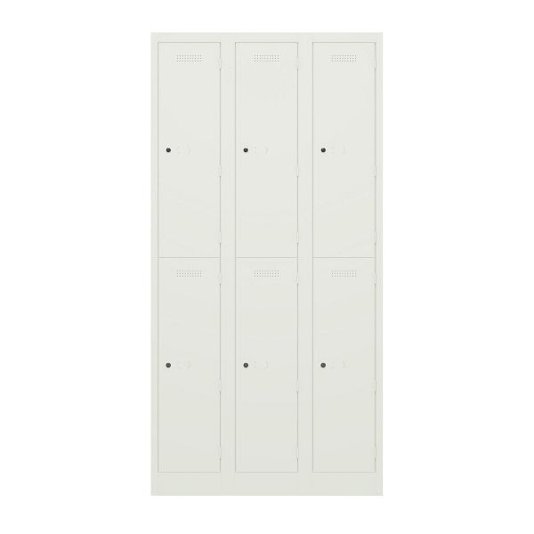 Bisley Garderobenschrank Primary Locker, 3 Abteile mit je 2 Fächern übereinander, 196 verkehrsweiß antibakteriell, PL3050T2196