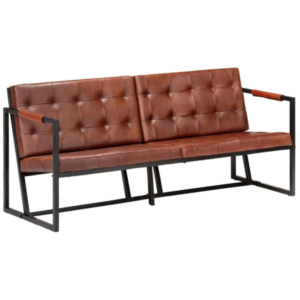 vidaXL 3-Sitzer-Sofa Braun Echtes Ziegenleder, Füllung: Schaumstoff, 288284