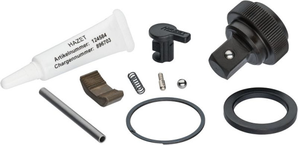Hazet Ersatzteil Satz Knarr-Rad, 12,5 = 1/2" Außen-Vierkant bestehend aus: Sperrstück, Druckfeder, Kugel, Federhülse, Umschalthebel, Deckscheibe, 916HP/10