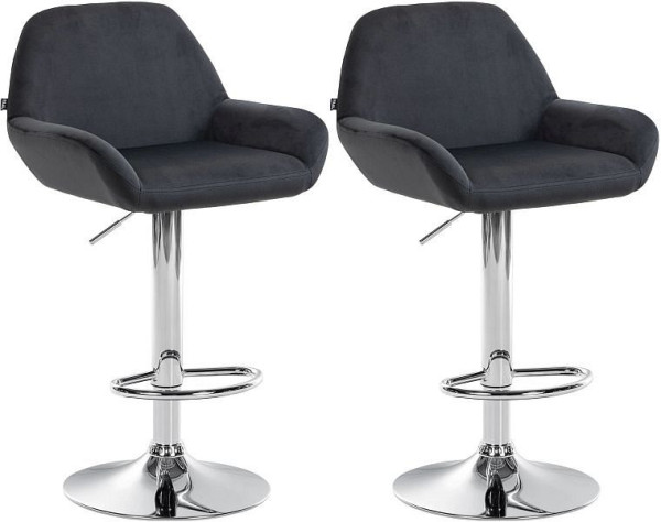 CLP Barhocker Braga Samt chrom, schwarz, VE: 2 Stück, 323653