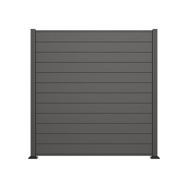 T&J SELLIN-Serie, Alu-Steckzaun-Set, 180 x 180 cm, anthrazit, Abschlussleiste und Clips separat in silber oder anthrazit, 45431