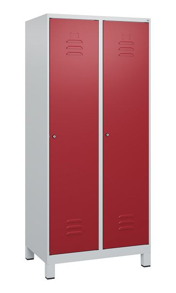 C+P Umkleidespind Classic PLUS, Füße, 2 Abteile, 1800x800x500mm, 7035/3003, Zylinderschlösser, 0800107-22 S10016