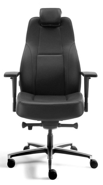 Deskin XXL Drehstuhl COMMANDER XXL PRO, Fußkreuz Aluminium poliert, Echt-Leder, schwarz, 330359