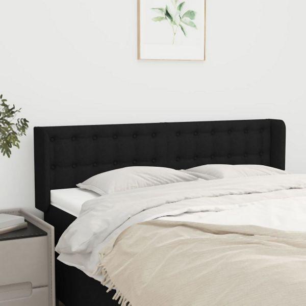 vidaXL Kopfteil mit Ohren Schwarz 147x16x78/88 cm Stoff, 3119202