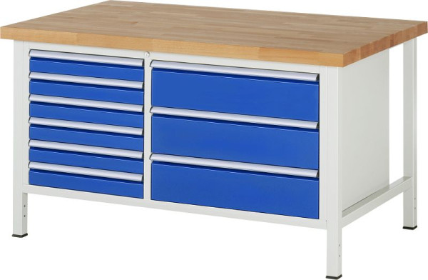 RAU Werkbank Serie 8000 - Modell 8653, B1500 x T900 x H840 mm, Systemunterbau B1425 x T850 x H800 mm, 03-8653A2-159B4S.11