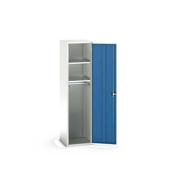 bott verso Garderobenschrank, mit 2 Fachböden und 1 Kleiderstange, BxTxH: 525 x 550 x 2000 mm, Lichtgrau / Enzianblau, 16926351.11