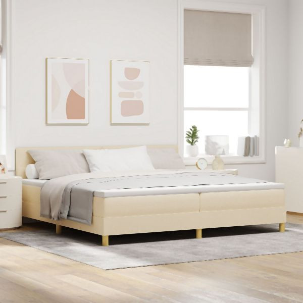 vidaXL Boxspringbett mit Matratze Creme 200x200 cm Stoff, 3338949