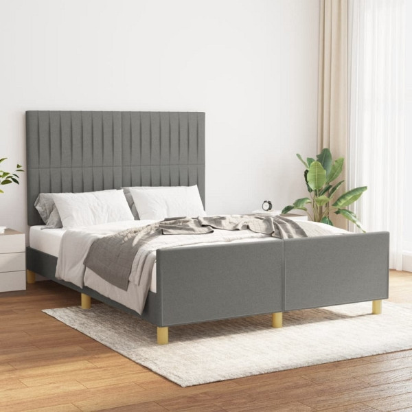 vidaXL Bettgestell mit Kopfteil Dunkelgrau 140x190 cm Stoff, 3125212