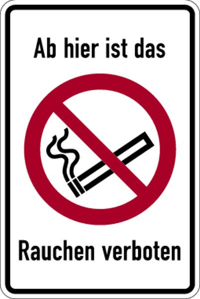 Schilder Klar Kombischild Ab hier ist das Rauchen verboten DIN EN ISO 7010, 100x150 mm Folie selbstklebend, 1376/31