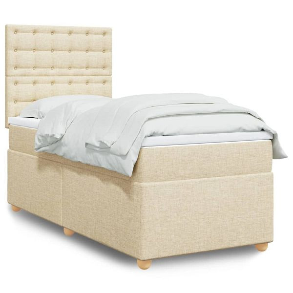 vidaXL Boxspringbett mit Matratze Creme 80x200 cm Stoff, 3291126