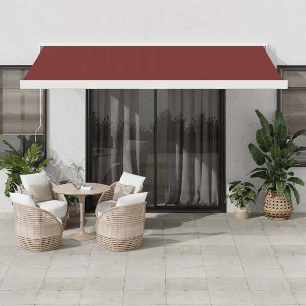 vidaXL Markise Manuell Weinrot 450x300 cm, Polyester, 3215316