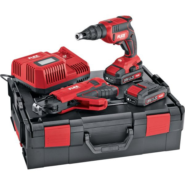 FLEX Akku-Trockenbauschrauber 18,0 V mit Schraubmagazinvorsatz DW 45 18.0-EC M/2.5 Set, 466824