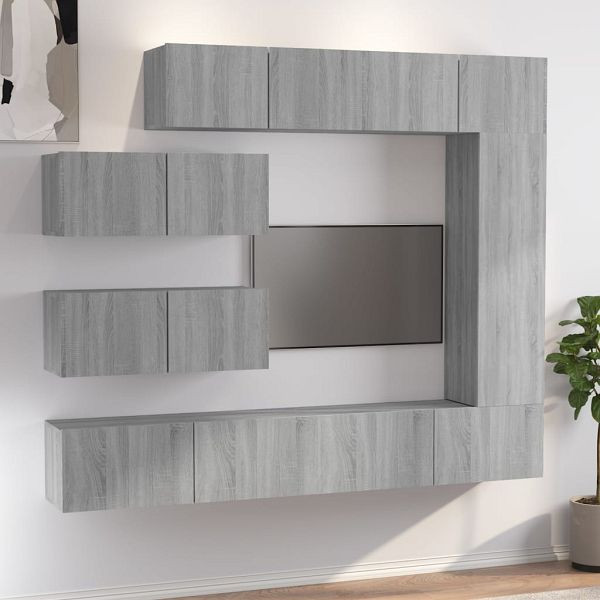vidaXL 7-teilig TV-Schrank-Set Grau Sonoma Holzwerkstoff, 3114564