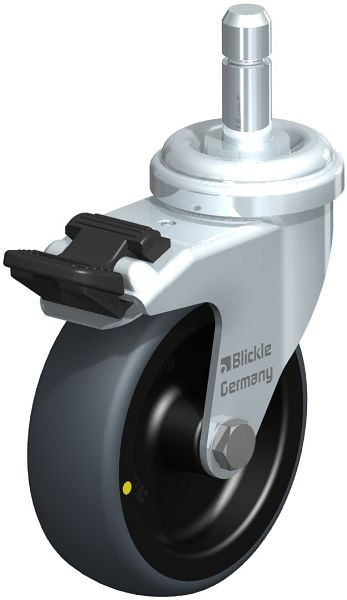 Blickle LRA-TPA 75G-FI-ELS-ES Apparate-Lenkrolle mit Einsteckstift & Feststeller, Thermoplastisches Gummi-Elastomer, Grau, 745000