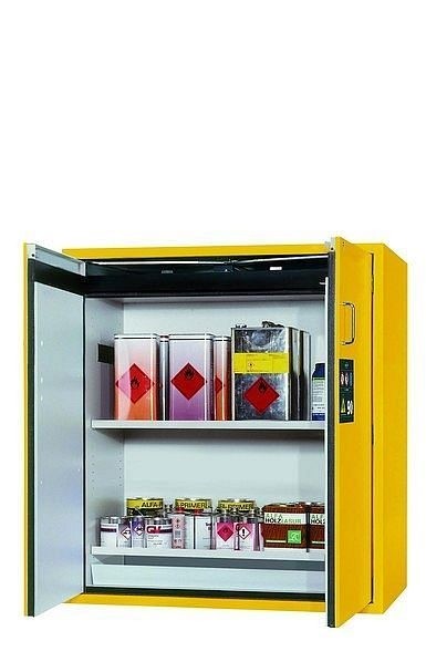 asecos Sicherheitsschrank S-PEGASUS-90, S90.129.120.WDAC in sicherheitsgelb RAL 1004 mit 2x Fachboden (Stahlblech), 30123-002-30157