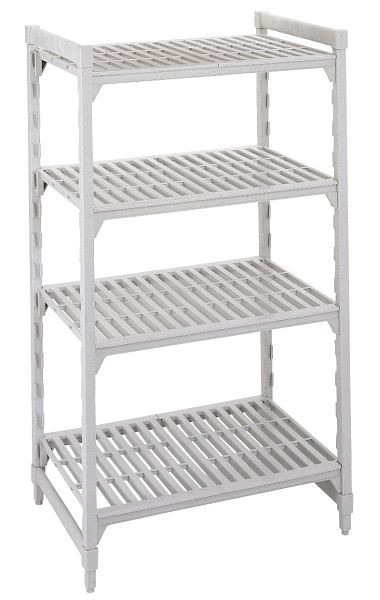 Cambro Camshelving® Premium, geschlitzte Grundeinheit, 200 kg pro Fachboden, 4 Fachböden, 40 x 68 x 180 cm, MPU4618V4PKG490