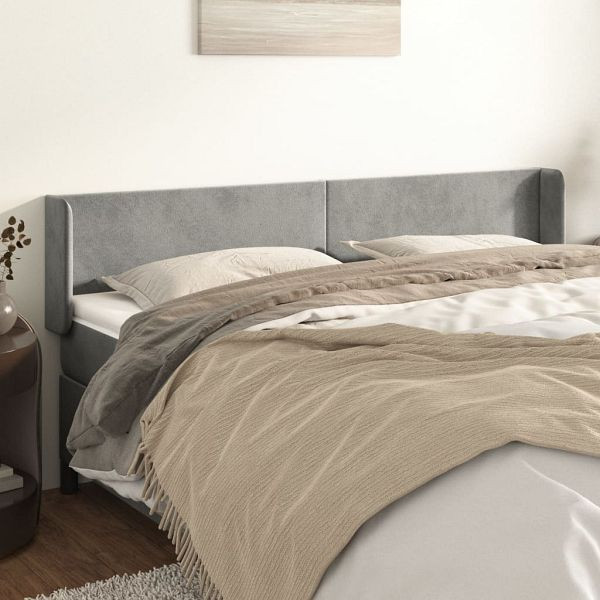 vidaXL Kopfteil mit Ohren Hellgrau 183x16x78/88 cm Samt, 3118548