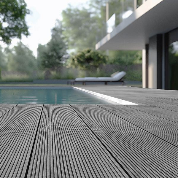 HOME DELUXE WPC Terrassendielen Komplettset (inkl. Unterkonstruktion) SAMANA, Hellgrau VE: 30 m², 34738