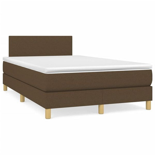 vidaXL Boxspringbett mit Matratze & LED Dunkelbraun 120x190 cm Stoff, 3270077