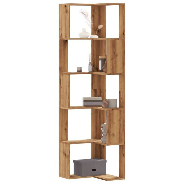 vidaXL Eck-Bücherregal 5 Böden Artisan-Eiche 50x50x179cm Holzwerkstoff, 852590