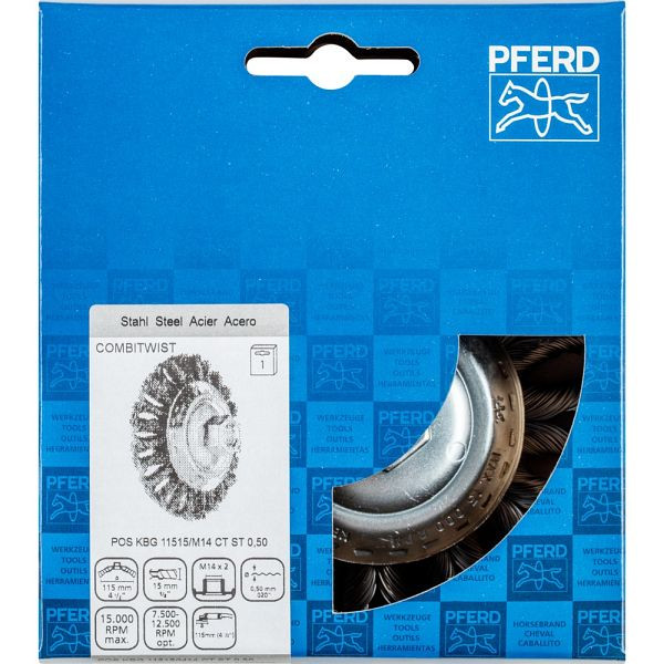 Pferd Kegelbürste mit Gewinde, gezopft POS KBG 11515/M14 CT ST 0,50, 43315011