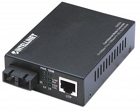 INTELLINET Fast Ethernet Medienkonverter, 10/100Base TX auf 100Base-FX (SC) Multimode, 2 km, 506502