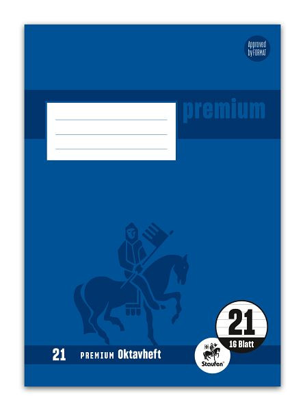 Staufen Oktavheft PREMIUM Academy LIN 21 - A6, 90 g/qm, 32 Blatt, liniert, 734010241