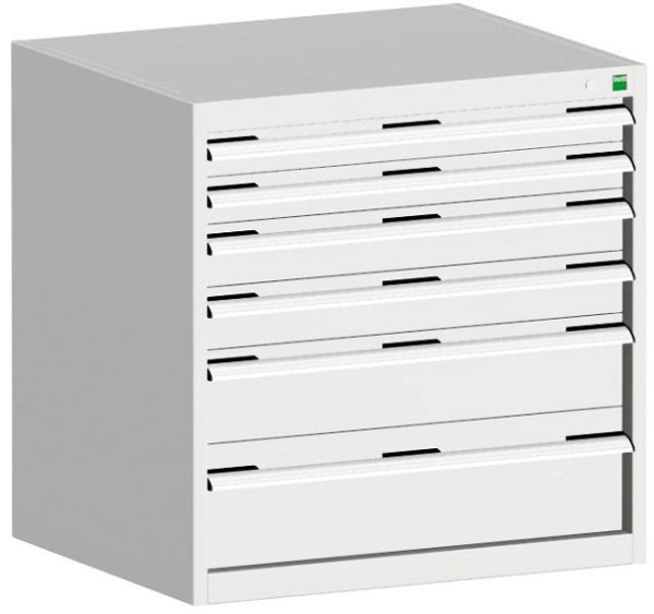 bott cubio Schubladenschrank bestückt mit 6 Schwerlastschubladen BxTxH: 800 x 650 x 800 mm, RAL 7035, 40020130.16V