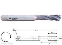 BAER HSSE-PM-TiAlN Maschinengewindebohrer 35° RSP - M 6 x 1,0 - DIN 371 Sonder-Nickellegierungen, 110612004