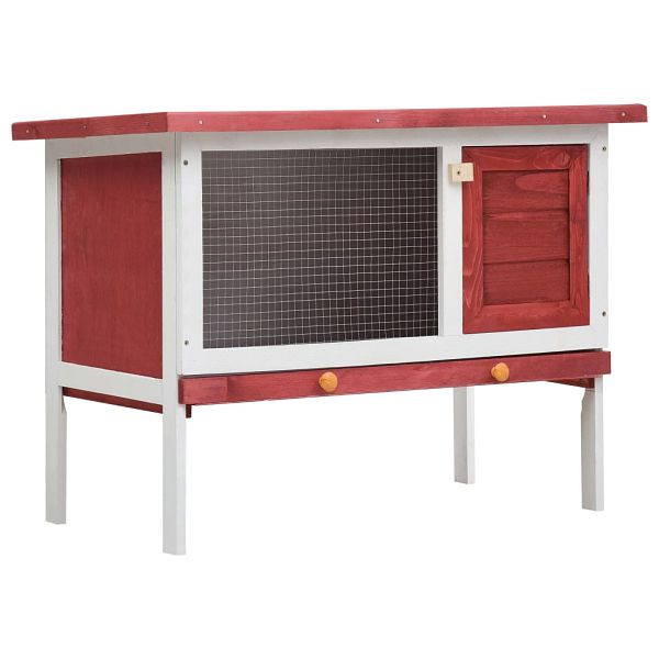 vidaXL Kaninchenstall 1 Ebene Rot Holz, 170830