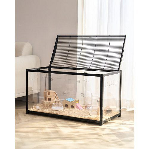 VEVOR transparenter Hamsterkäfig 96x47x55 cm, belüftet mit Vordertür, tragbar für Hamster, Ratten, Meerschweinchen, JSCSLHS1C354YS6M0V0