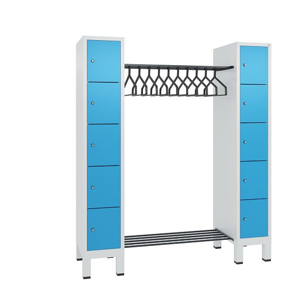 C+P Garderobe Evolo, 10 Fächer, H1850xB1591xT500 mm, Grau/Lichtblau, 48410-00 S10048